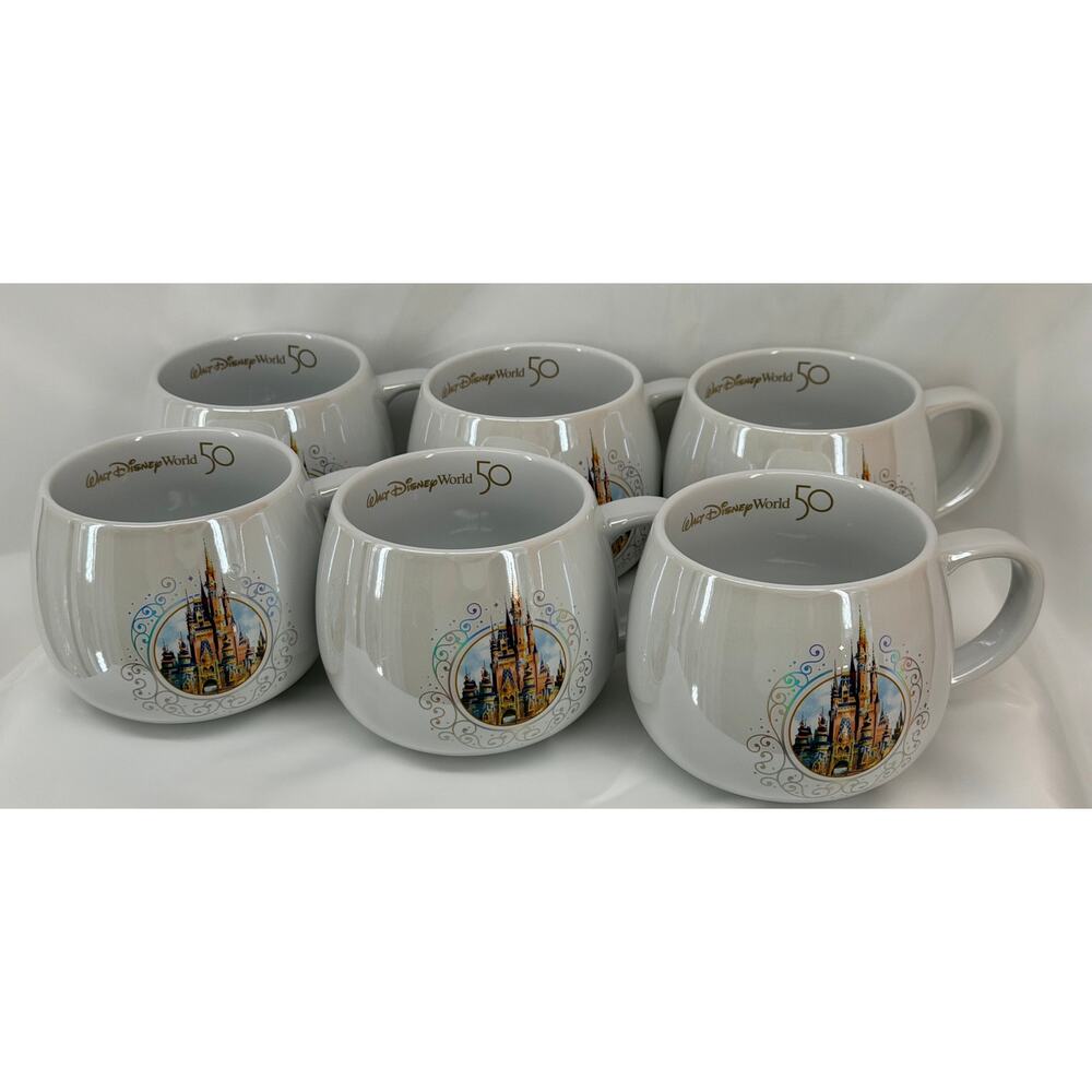 Walt Disney World 50th Anniversary Coffee Cup Mugs Stoneware - Gold Trim Set 6 - Picture 8 of 9